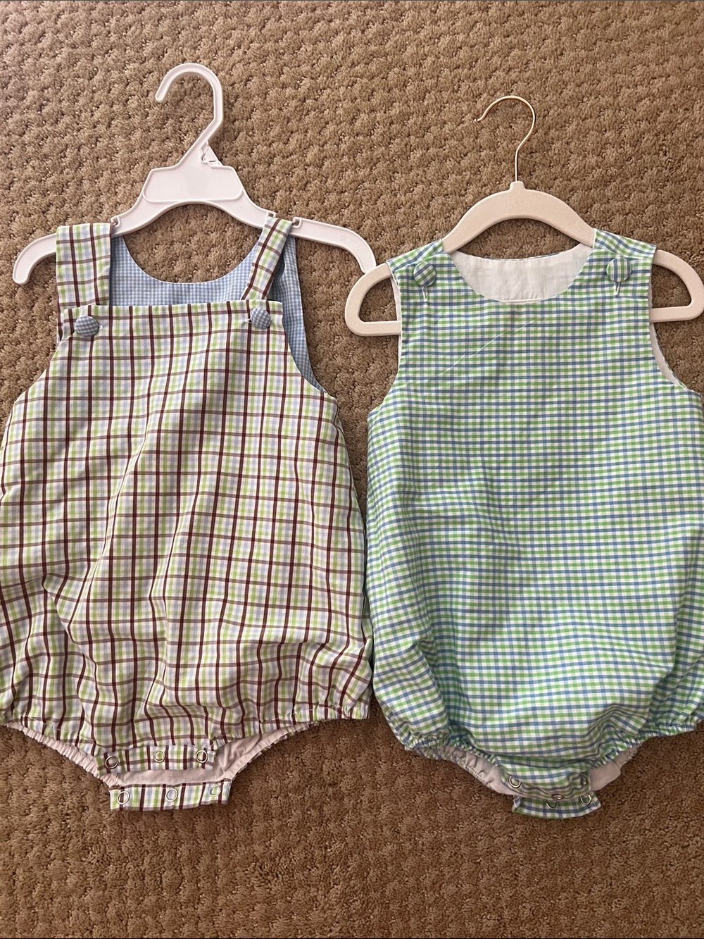 2 Classic Gingham Green and Blue Bubble for Boy and Green, Brown and Blue Bubble